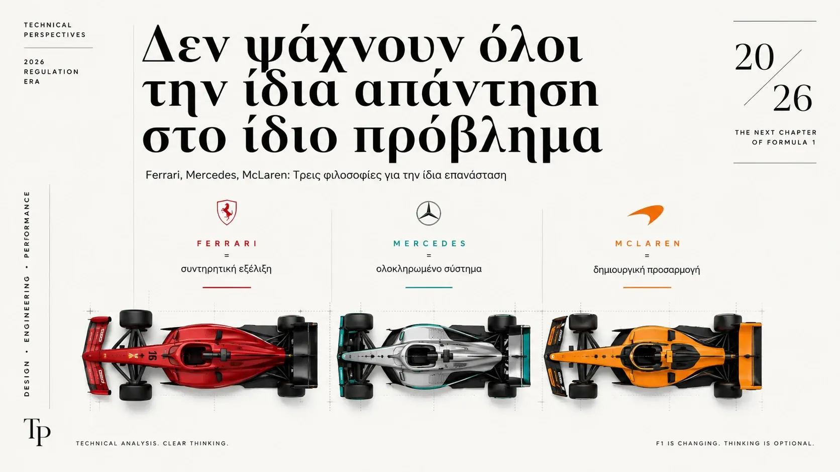 Ferrari, Mercedes, McLaren: Τρεις φιλοσοφίες για την ίδια επανάσταση